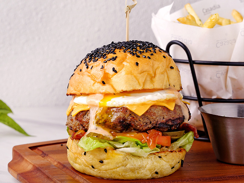 The Special Butcher Beef Burger of Cascadia Restaurant